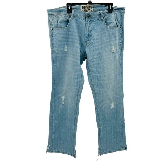 Mens Revolve Distressed Light Wash Jeans Size 40 X 32 - Picture 2 of 16